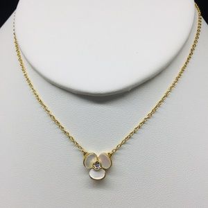 Kate Spade Disco Pansy Mother of Pearl Floral Necklace Gold Plated